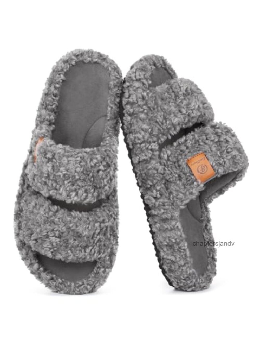 Fuzzy Open-Toe Slippers Memory Foam Faux Fur House Shoes